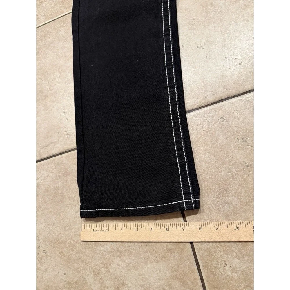 True Religion Jeans Men 36x32 Joey Super T Black Denim USA Made Rope Flap Pocket - Picture 11 of 11